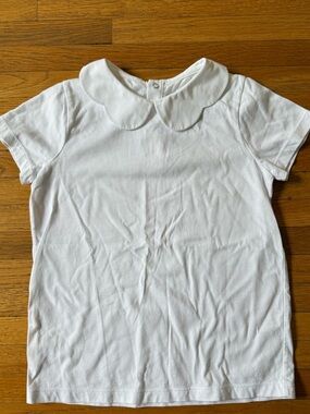 NWOT Jacadi White Scalloped collar T Shirt